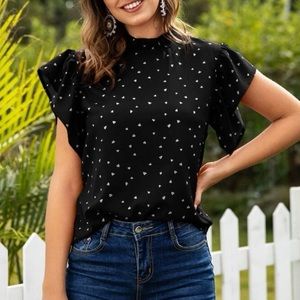 high neck heart blouse